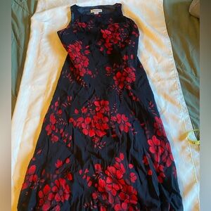 Jones Wear Black and Red Sleeveless A-line Midi Dress
